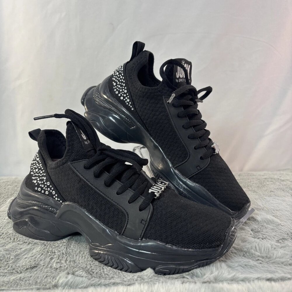 Juicy By Juicy Couture Abalone Sneakers Womens Size 6 Black Rhinestone Shoes